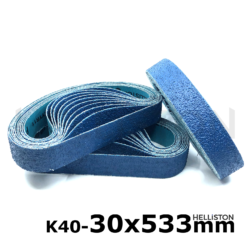 Sand belts, sand belt 30 x 533 mm, blue, K40, P40, ZO Zirconum, Makita: 9031 Fein: RS 10-70E Flex: LBS 1105 VE, LBS 1105 VE Set Metabo: RBE 9-60, RB 18 LTX 60 Suhner: UTC 7-R