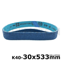 Sand belts, sand belt 30 x 533 mm, blue, K40, P40, ZO Zirconum, Makita: 9031 Fein: RS 10-70E Flex: LBS 1105 VE, LBS 1105 VE Set Metabo: RBE 9-60, RB 18 LTX 60 Suhner: UTC 7-R