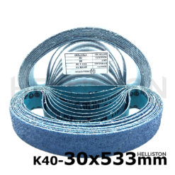 Sand belts, sand belt 30 x 533 mm, blue, K40, P40, ZO Zirconum, Makita: 9031 Fein: RS 10-70E Flex: LBS 1105 VE, LBS 1105 VE Set Metabo: RBE 9-60, RB 18 LTX 60 Suhner: UTC 7-R